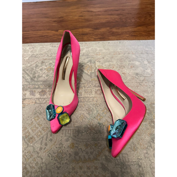 Sophia Webster Shoes - Women's Sophia Webster Pink Heels with Teal Embellishments Size 37
